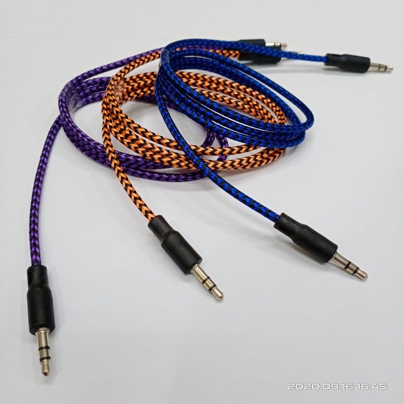 KABEL AUX 1 in 1 AUDIO JACK 3.5mm KABEL NYLON TEBAL BAGUS 90cm