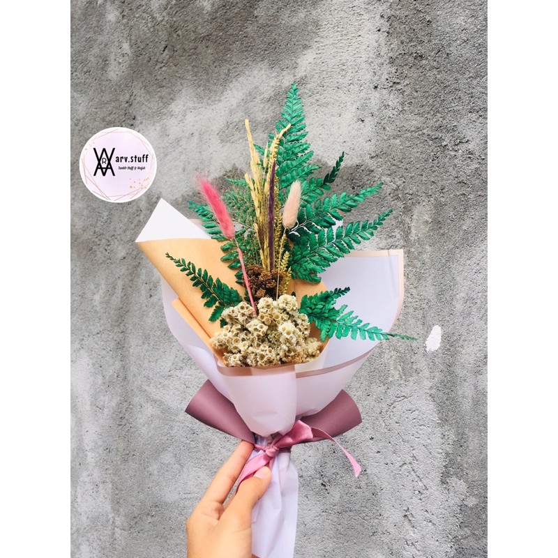 bouquet bunga kering/hadiah/gift/kado/pacar/teman/cewek/flower/murah/cellophane/lucu/ibu/mom/bunda