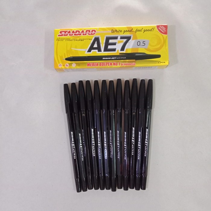 

murah Pulpen Pen Standard AE7 Alfa Tip 0,5 Per Lusin - Hitam