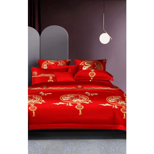 Kain Sprei Katun Jepang Motif Naga Chinese New Year Wedding