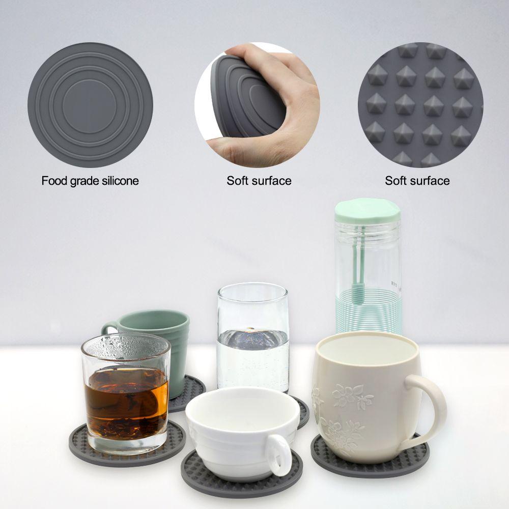 【 ELEGANT 】 Table Mat Set Warna Solid Tahan Panas Rumah Tangga Coffeee Cup Mat Tahan Lama Food Grade Tabletop Decor