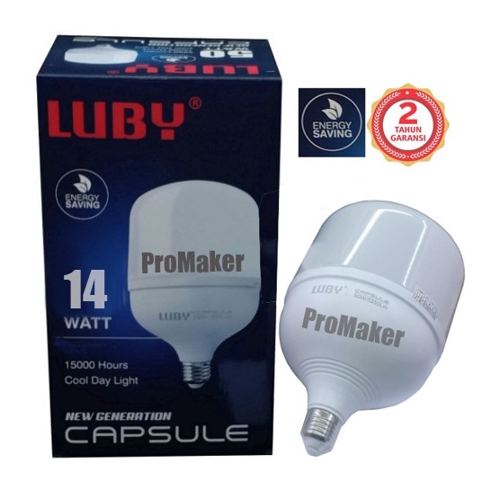 Lampu LED Putih 14 Watt Bohlam Capsule Luby New Generation Samsung Inside SNI Original