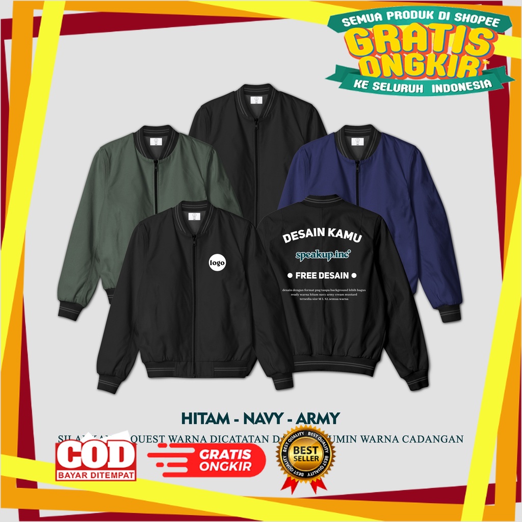 MURAH  DESAIN BARU TERLARIS / JAKET BOMBER SATUAN ( SABLON / BORDIR ) TERLARIS PREMIUM QUALITY - CUS