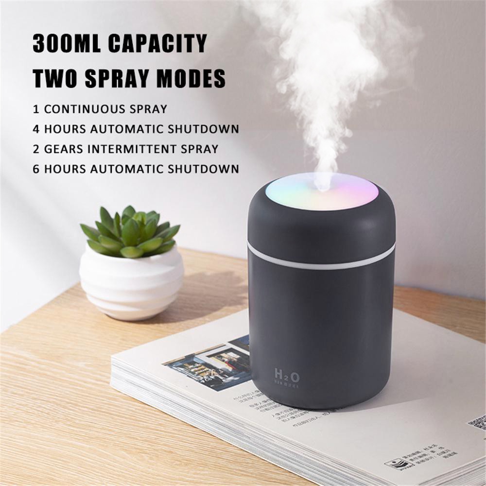 Humidifier Diffuser Berwarna-Warni LED Light Hening Purifier Pelembab Udara 300ML-1