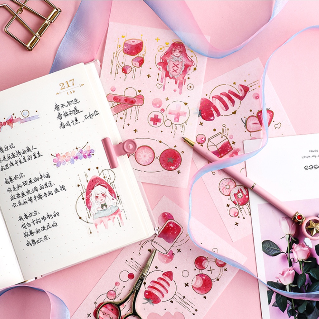 

3 Lembar STICKER WASHI GOLD & SILVER FINISHING Stiker Unsur Emas dan Perak Aesthetic