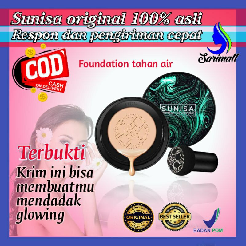 SUNISA Cushion Waterproof Original Foundation Head Air CUSHION CC CREAM  Kosmetik Wajah