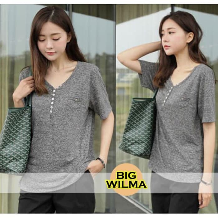 discon Big Wilma Grey Jumbo Baju Atasan Wanita Bigsize Blus Big Size kuliah,kerja,kantor,pesta