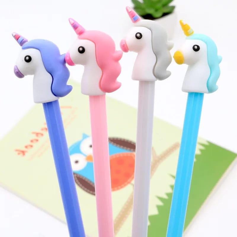 MTSH*  Pulpen Kepala Unicorn Baru Pena Karakter Cantik Kepala Unicorn Pulpen Karakter Unik Lucu Pena Karakter Pulpen Gel Alat Tulis