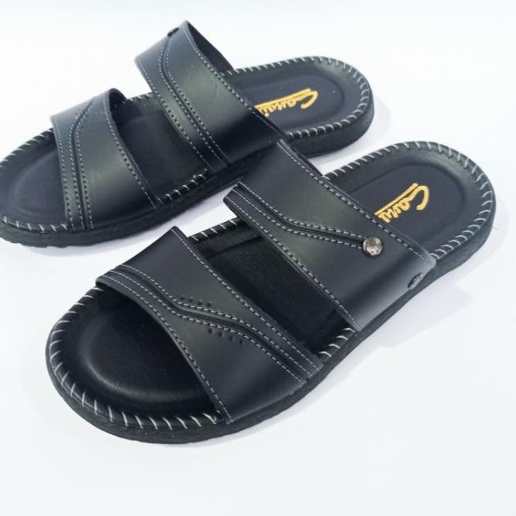 Terlaris Sandal Kulit Pria / BELI 1 GRATIS 1 / Sandal Pria Kulit Slide Japit