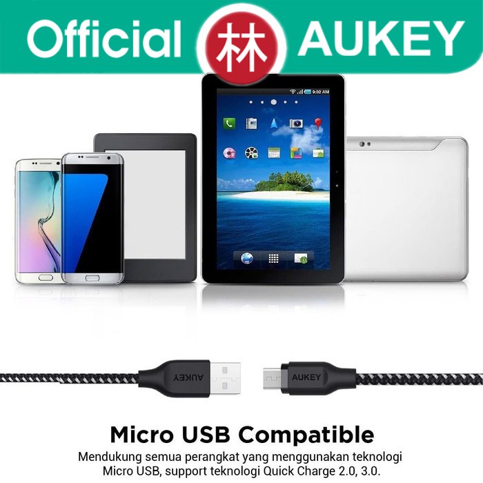 Aukey CB-BAM2 Data Cable Micro USB Braided Nylon 2m