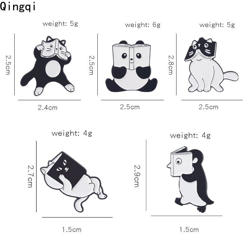 Bros Pin Enamel Bentuk Kartun Hewan Panda Kucing Penguin Untuk Hadiah Teman