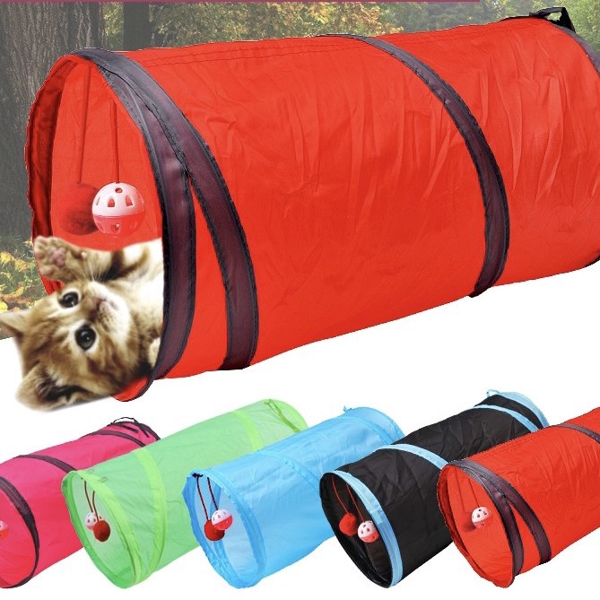 Mainan kucing cat tunnel terowongan portable pet toys 2 way