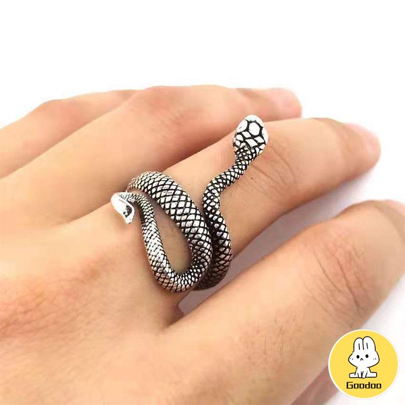 Cincin Pria / Wanita Korea Desain Ular Adjustable Gaya Punk Untuk Pesta / Hadiah -Doo