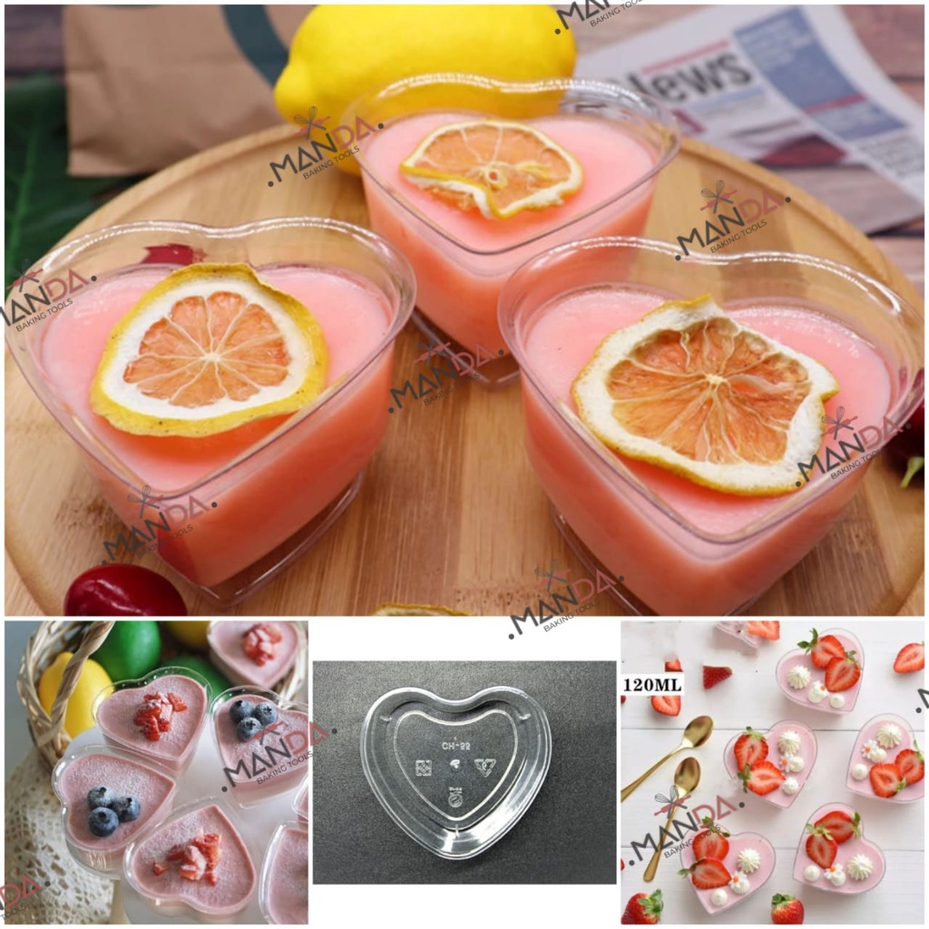 Cup puding unik wadah puding motif hati love cup dessert unik CH 55