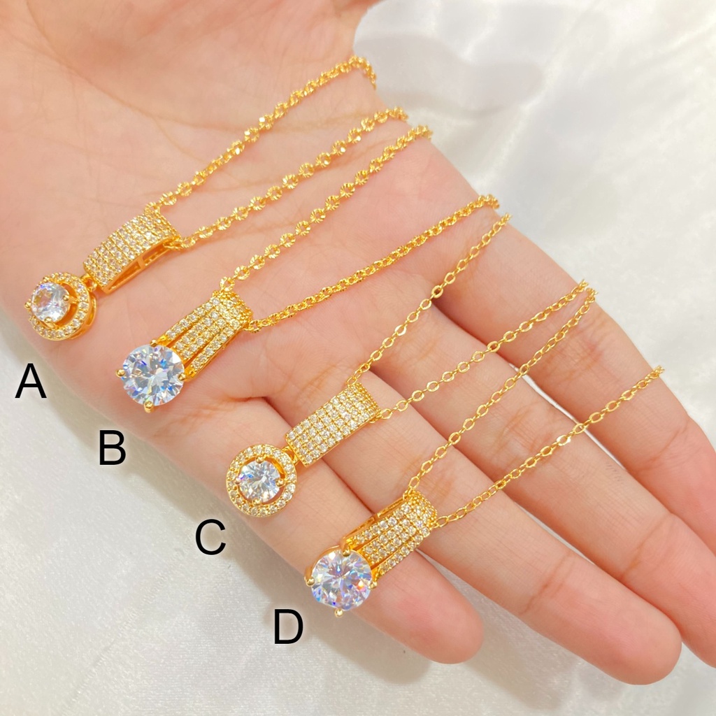 Kalung Liontin Lapis Emas Full Permata Zircon Perhiasan Xuping KLE56