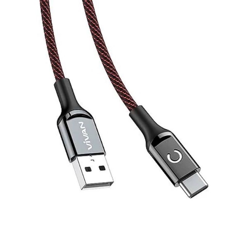(VIVAN V-ZC) Kabel Data Usb Type C 3A Max LED Fast Charge Smart Power Cable Vivan Type C