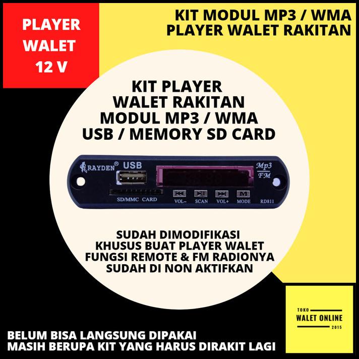 Modul Kit Mp3 Player Walet Khusus Ampli Rakitan No Remot No Fm Radio