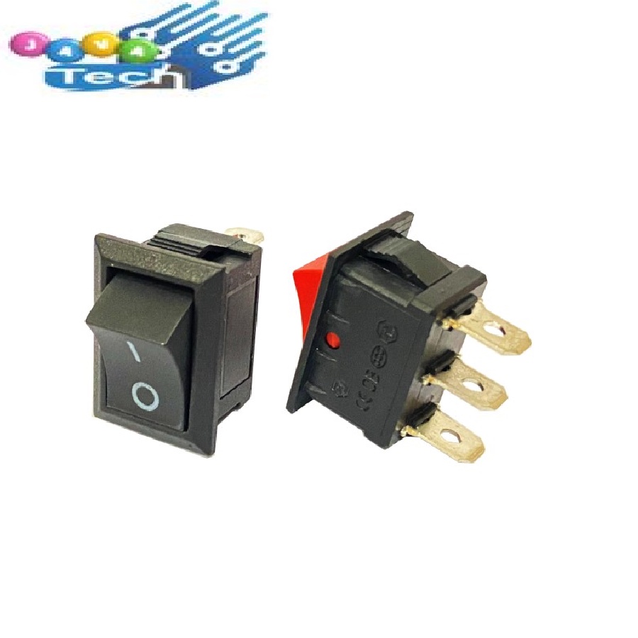 Saklar Power Rocker SPDT KCD1-101 Merah Hitam 15x21mm