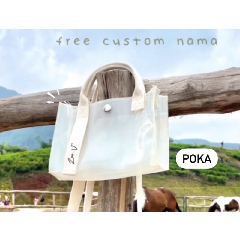 PVC SLINGBAG POKA &amp; POKI (FREE CUSTOM NAMA) /Tas selempang mika/ Minibag mika /Tas mika