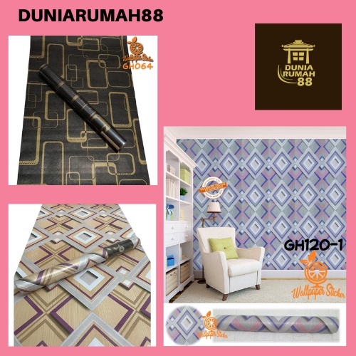 Wallpaper Dinding GH Ukuran 45cm x 8m Motif Kotak