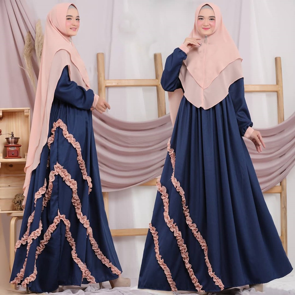 Humaira Dress Syari - Gamis Polos Cewek Size Jumbo Lemonskin Elegan Kekinian