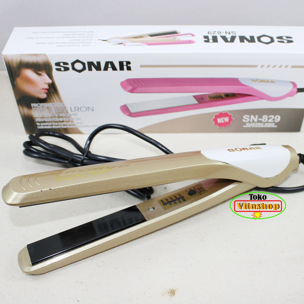 Catokan Rambut Suhu Sonar SN-829 GOLD Catok Alat Pelurus Rambut Salon