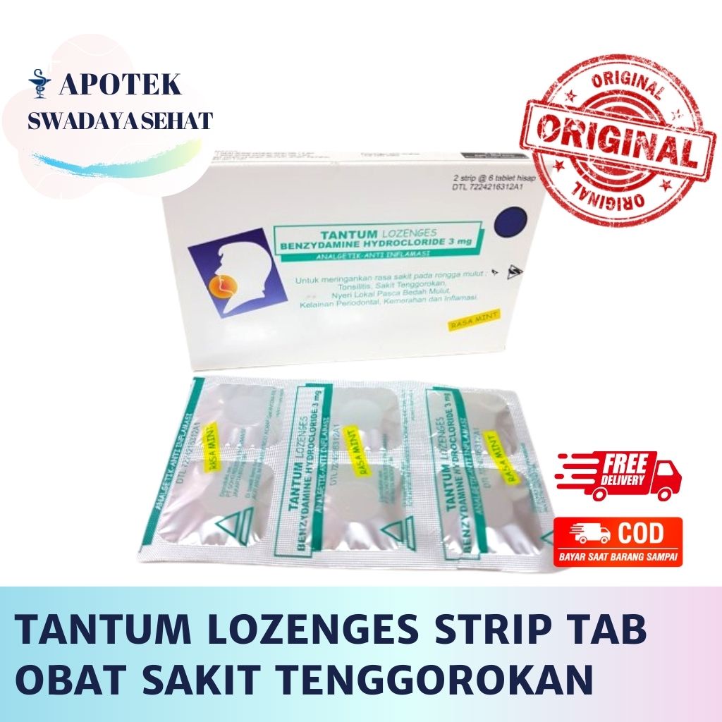 TANTUM LOZ Strip Tablet Hisap Rasa Mint - Obat Kurangi Sakit Tenggorokan Mulut Tab Lozenges