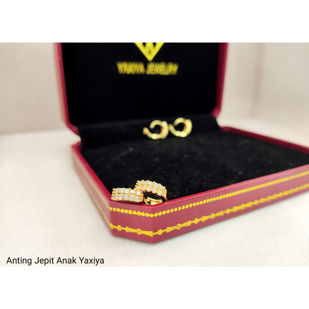 Anting Jepit Anak Semi Berlian Yaxiya Lapis Emas 24k Asli
