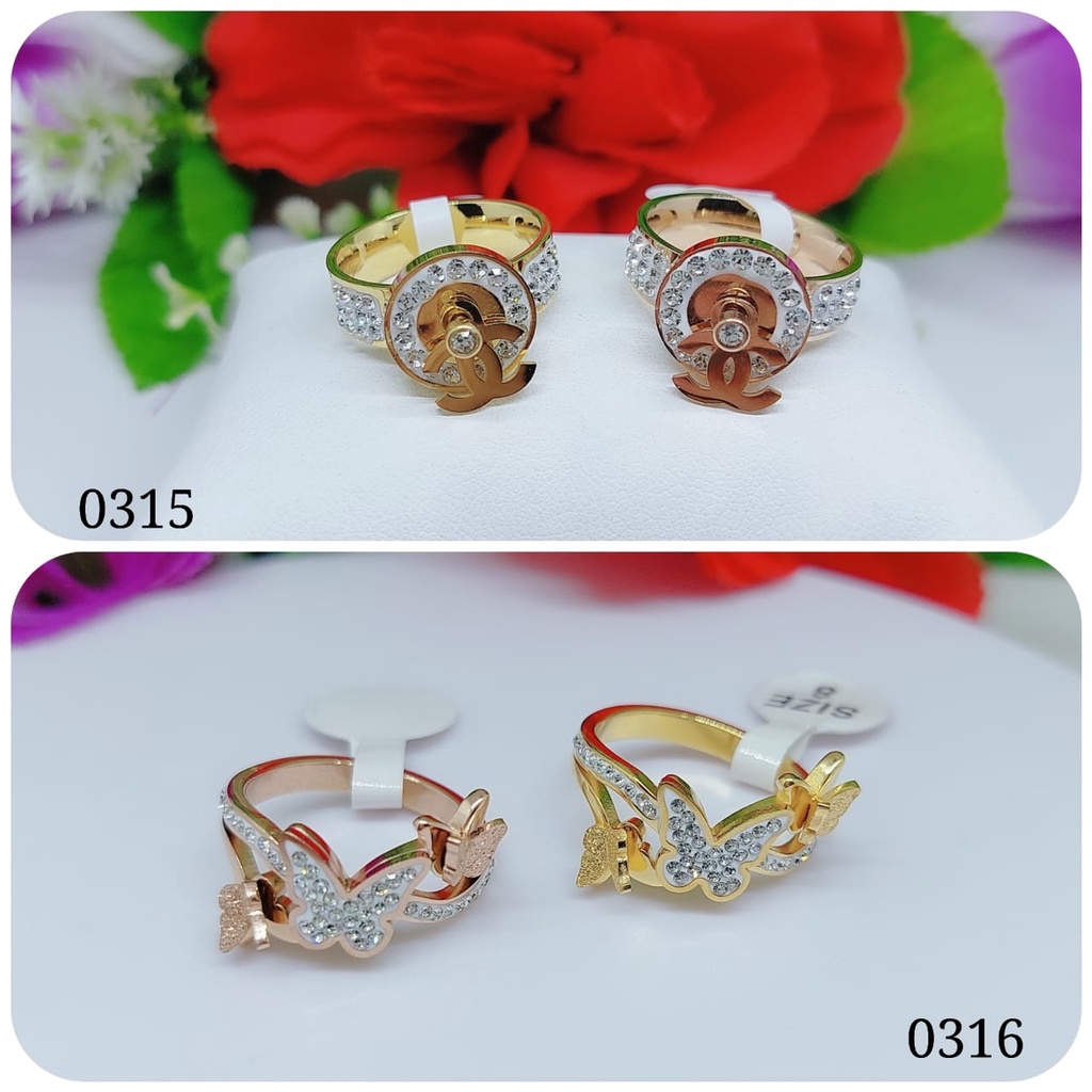 Cincin titanium permata perhiasan fashion 0315,0316