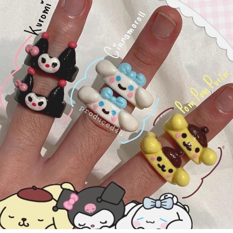 SANRIO CLAY RINGS (v1) / CINNAMOROLL CLAY RINGS / POM-POM PURIN CLAY RINGS / KUROMI CLAY RINGS / aes
