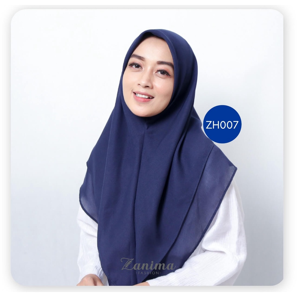 Jilbab Segi Empat Instan Double Layer Bahan Ceruti Babydoll - Zanima Navy