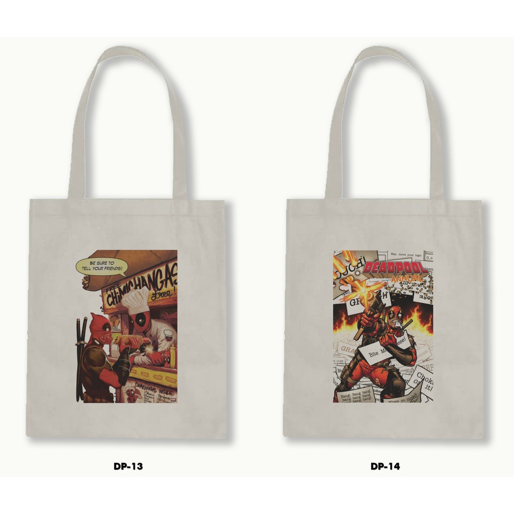 Tas Tote Bag Resleting Kanvas/Blacu  - Deadpool .01
