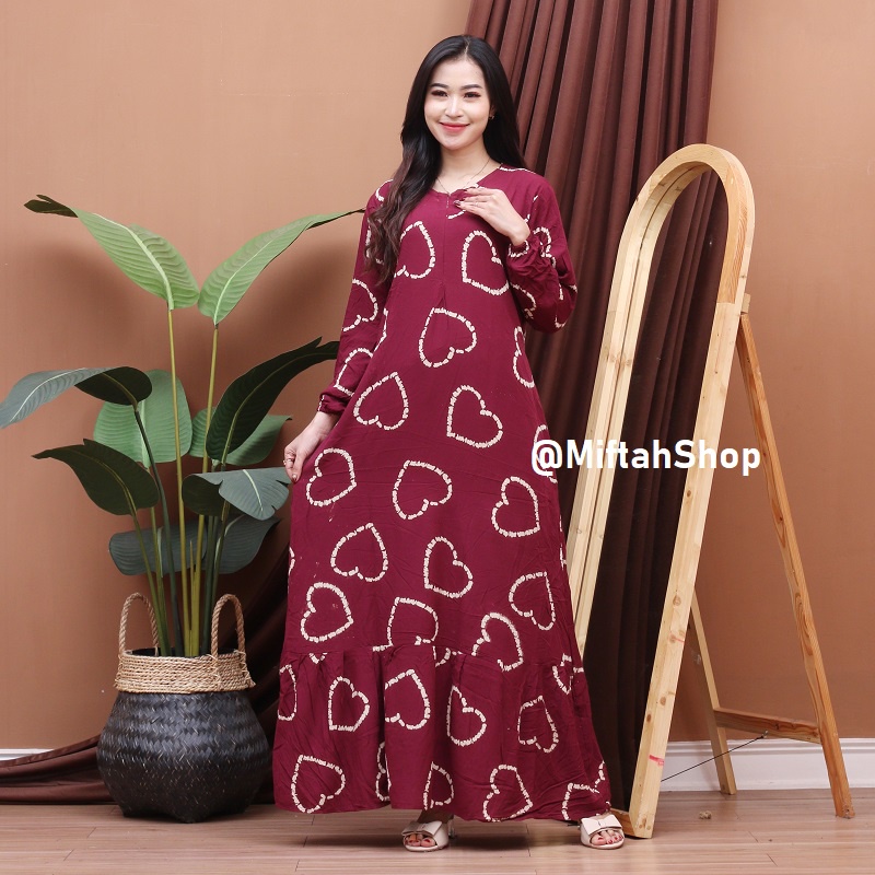 GAMIS RAYON POLKADOT HOMEDRESS PAKAIAN WANITA MUSLIM LONG DRESS