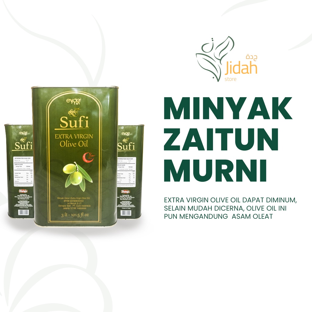 Extra virgin olive oil 3 liter murni sufi minyak zaitun masak zaitun oil minyak olive oil untuk masa