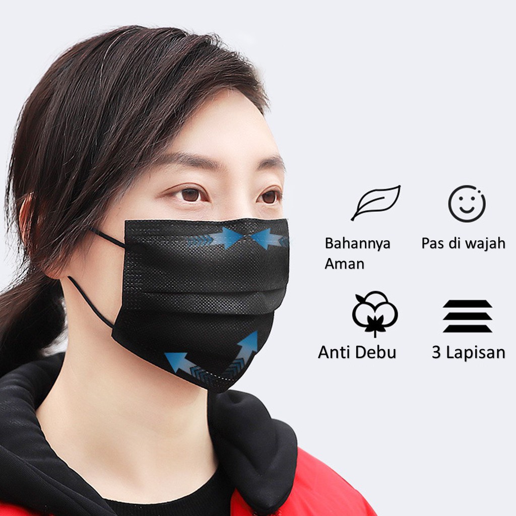 HC Masker Earloop Warna Warni 3Ply Masker Disposable 50 Pcs Facemask Kesehatan 3 Ply Kemasan Box-6