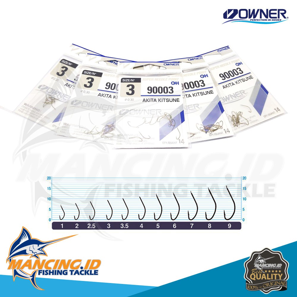 Owner Akita Kitsune 90003 Hook Mata Kail Pancing Made in Japan