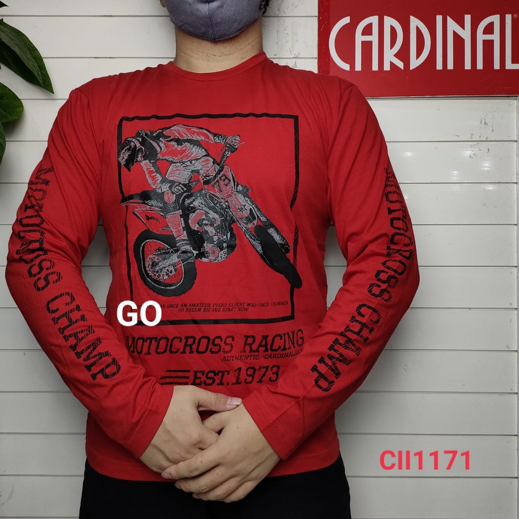 gof CARDINAL JEANS Kaos Cowok Baju Oblong Slimfit Pakaian Pria Lengan Panjang Original Distro