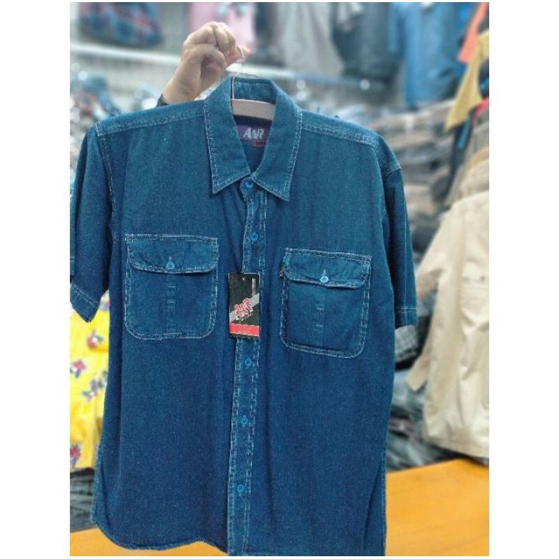 Kemeja Pria Lengan Pendek Denim