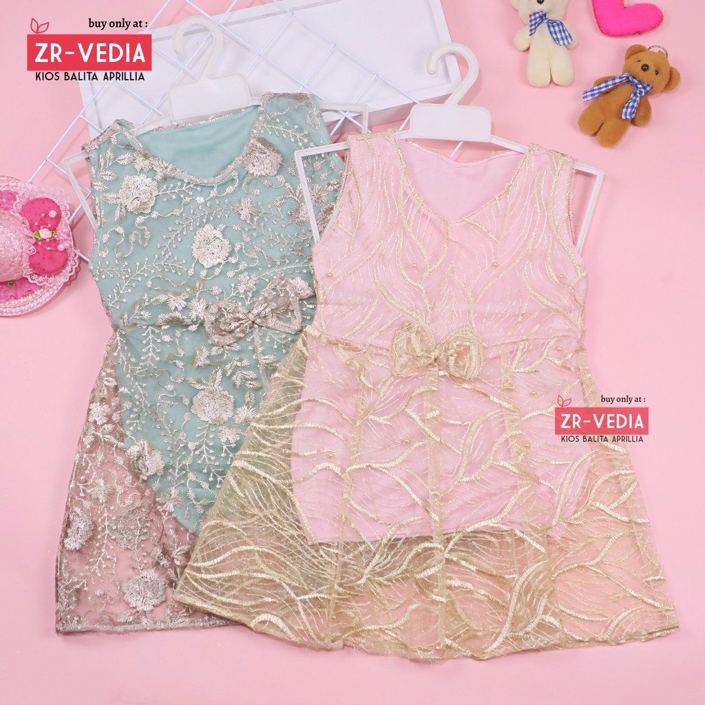 Dress Keira Uk 2-3 Tahun / Gaun Brukat Pesta Kondangan Baju Baby Import Dres Brukat Kensi Anak