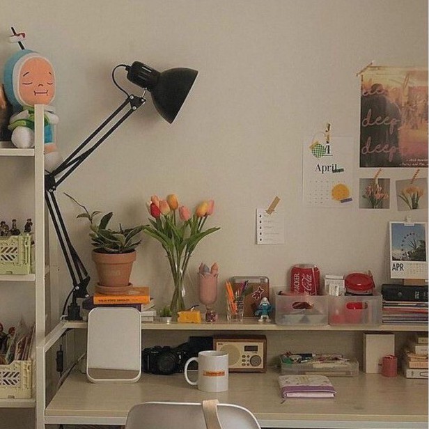 Aesthetic Minimalis Study Office Desk, Lamp For Office Desk