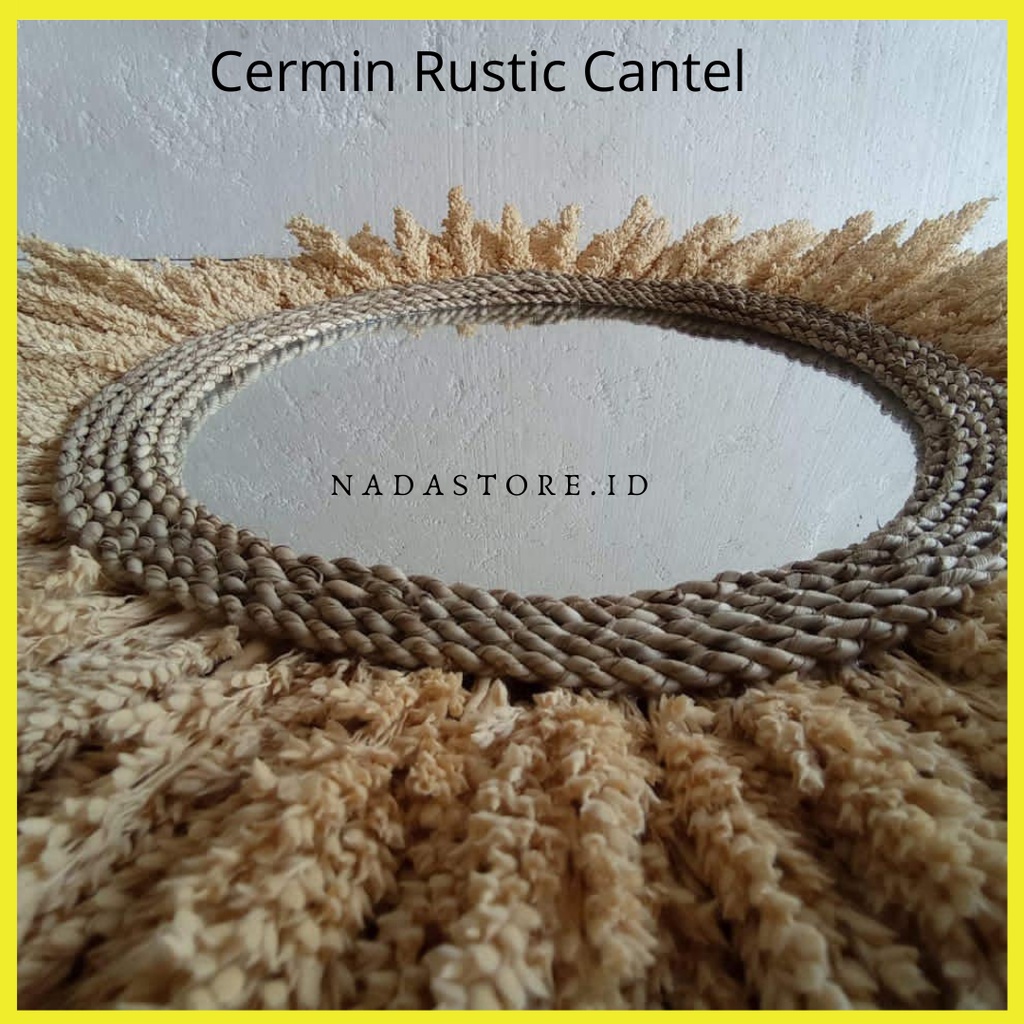 Home Decor Cermin Bunga Cantel / Walldecor Rayung Cantel / Deco Rustic Diameter 70 cm FREE PACKING KAYU