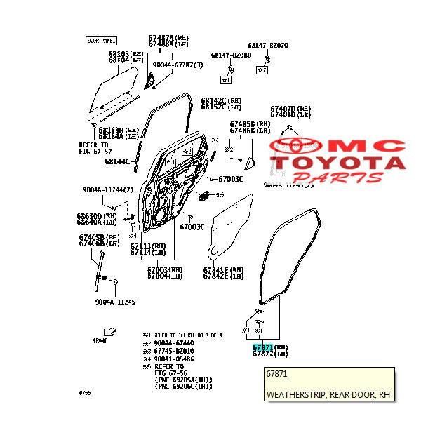 Karet Pintu Belakang / Tengah Kanan Rush Terios 67871-BZ050