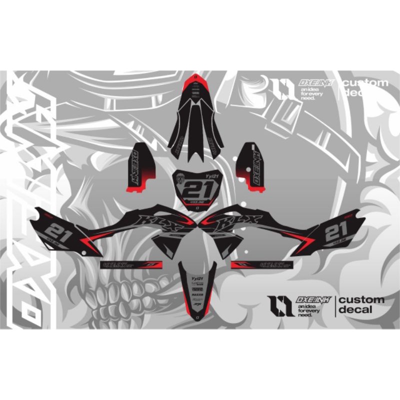 Decal Klx Bf extreme / g hitam abu abu merah