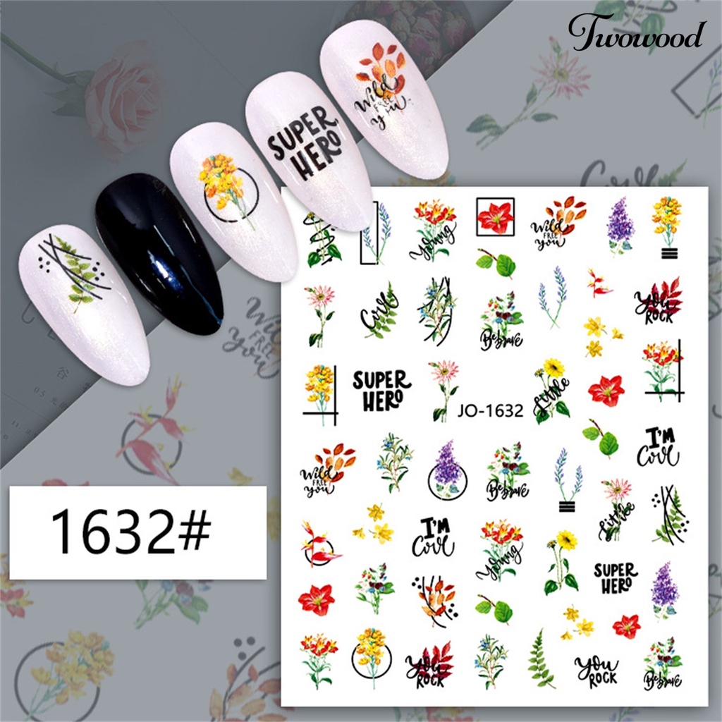 Twowood Stiker Kuku Warna-Warni Untuk Nail Art DIY