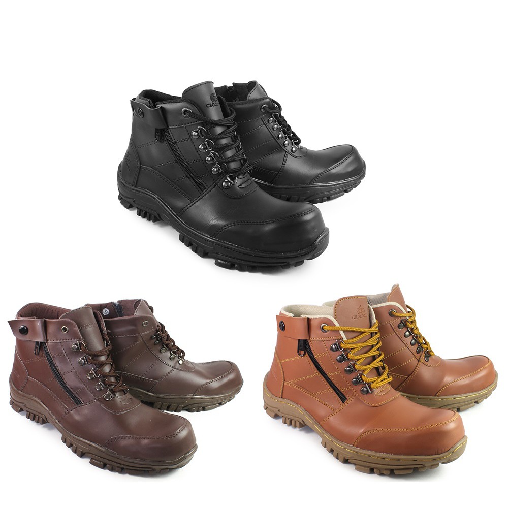 Sepatu Safety Boots Crocodile Zipper Morisey resleting kerja murah Grosir