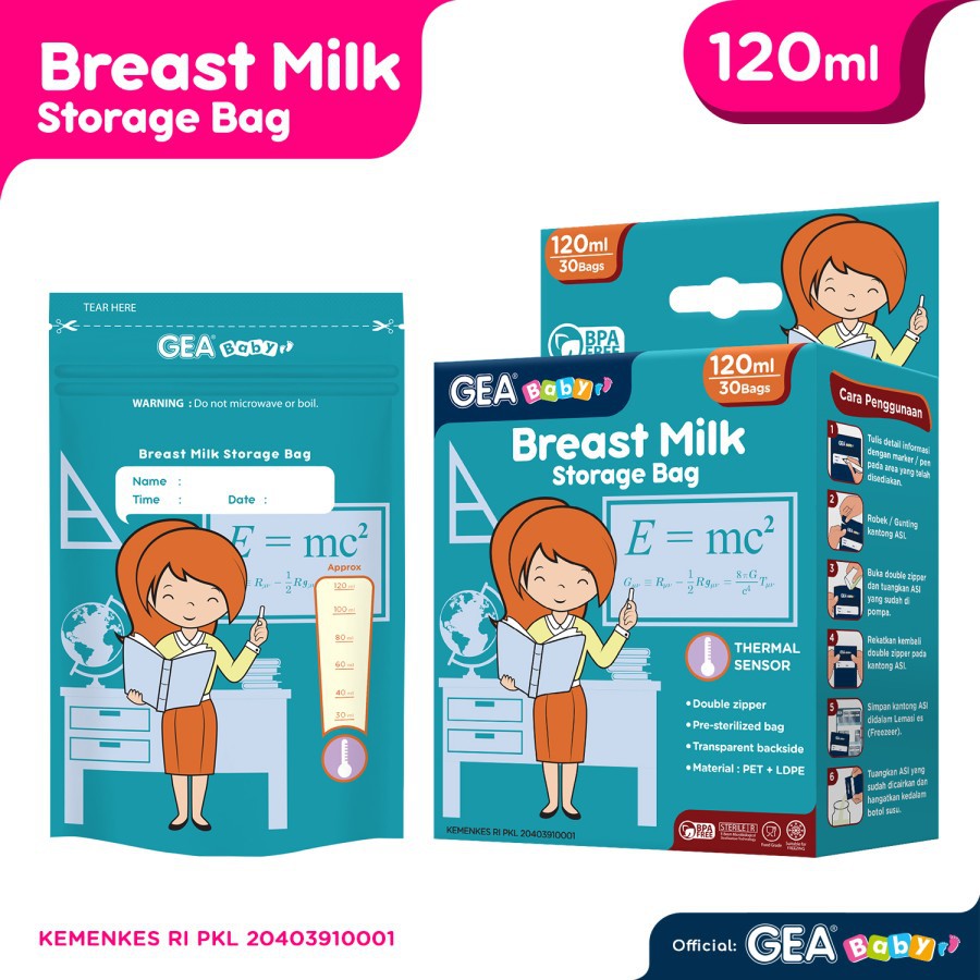 GEA BABY BREAST MILK STORAGE BAG 120ML ISI 30PCS TEACHER TOSCA / KANTONG ASI