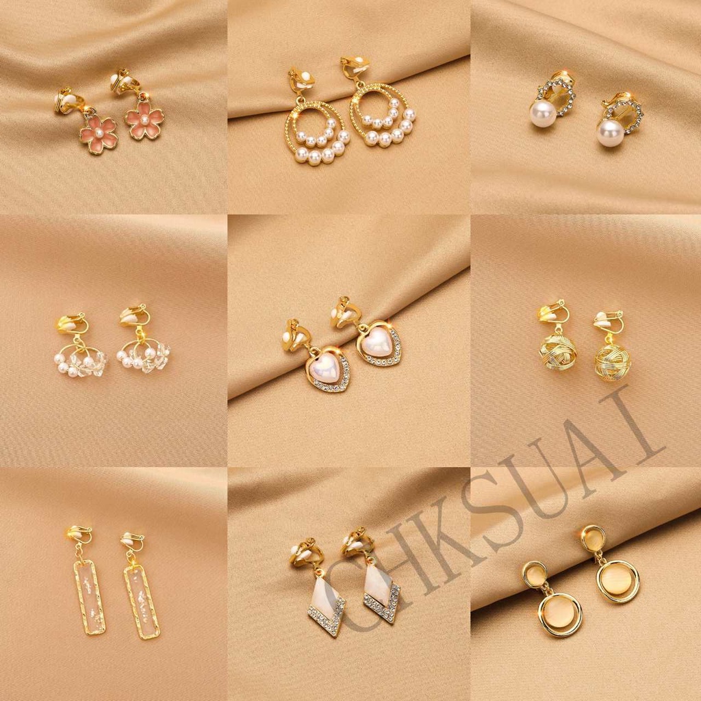 Anting Klip Tanpa Tindik Bahan 925 Silver Hias Mutiara Gaya Retro Korea Untuk Wanita