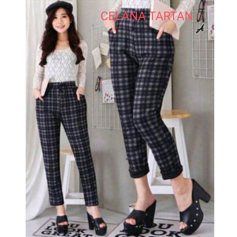 AR CELANA PANJANG KOTAK TARTAN WANITA