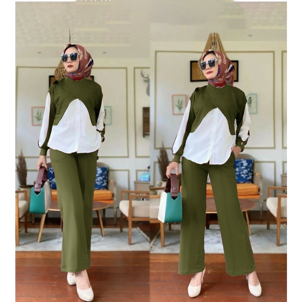 SETELAN WANITA TERBARU/ KNIT SET VIOONA/ SET BAJU MUSLIM RAJUT IMPORT/ ONE SET MUSLIMAH BUSUI / SET BLUS + CELANA PANJANG KULOT