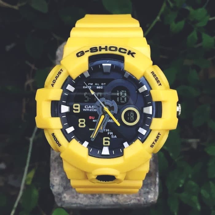 TERMURAH JAM TANGAN CASIO G SHOCK GA 700 b TALI KUNING YELLOW Murah